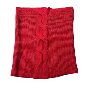Talbots Red Cable‎ Knit Scarf Wool Blend Made in Italy Cozy Winter Accessory